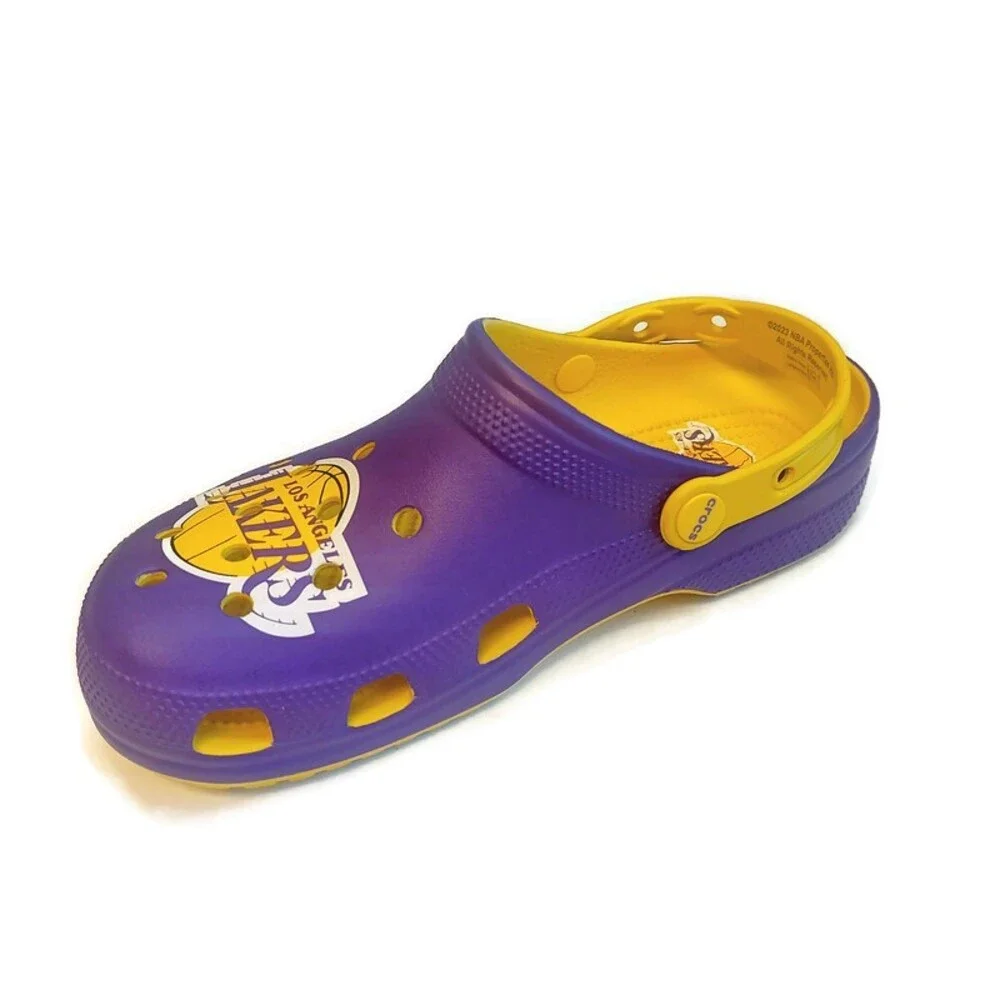 CROCS Mens 8 Womens 10 Slip On Clogs Los Angeles Lakers Sandal Shoes Purple Gold